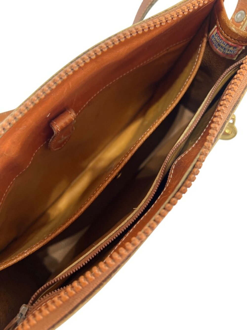 Dooney & Bourke Vintage Navy & Brown Pebble Leather Crossbody Bag With Adjustabl - Picture 10 of 13